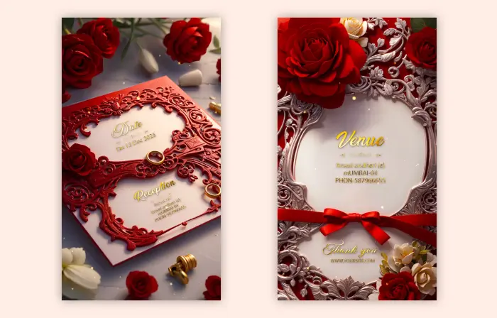 Beautiful 3D Red Rose Themed Wedding Invitation Instagram Story